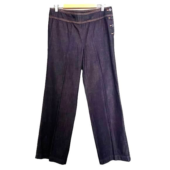 LRL Ralph Lauren Wide Leg Sailor Jeans Side Button Dark Wash Womens Size 10 | 30 - Picture 1 of 6
